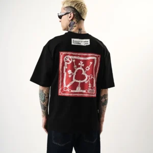 T shirt noir oversize Red heart